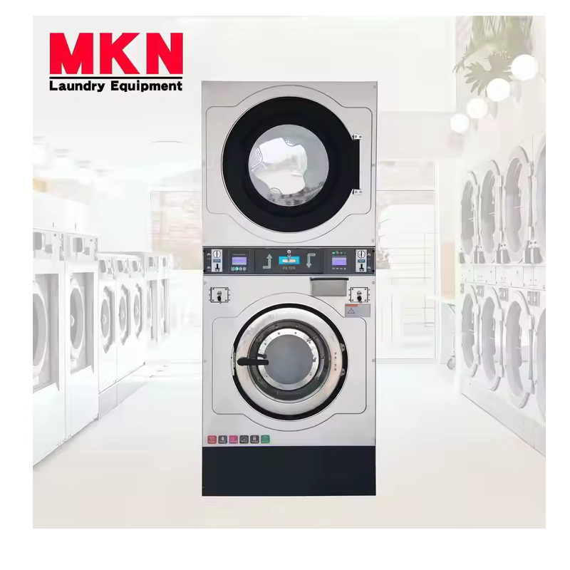 Équipement de lavage industriel de marque Shanghai MKN Laveuse et sécheuse à pile de 15 à 25 kg tout en un