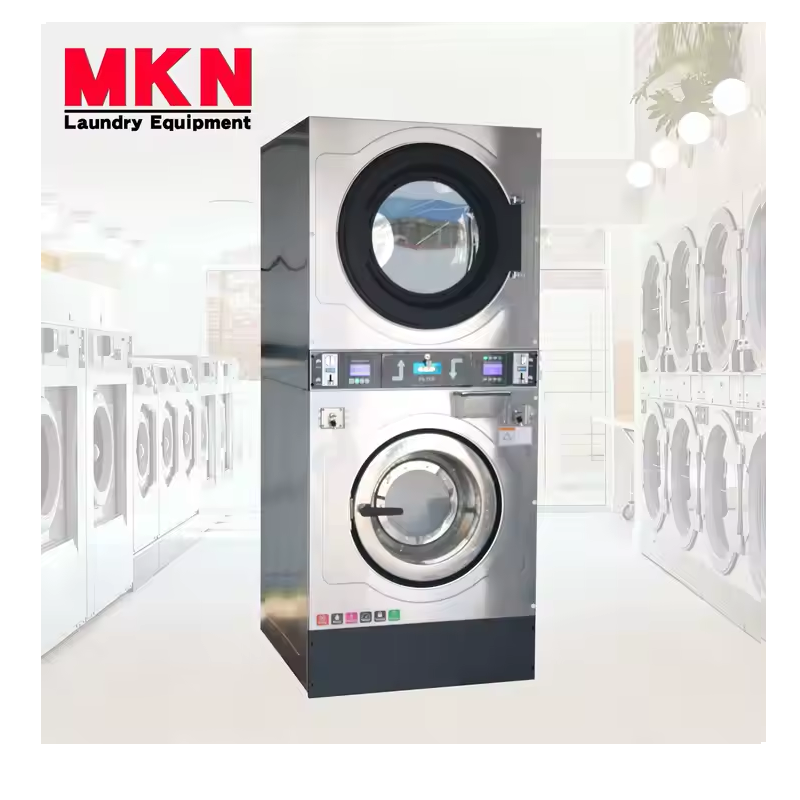 Équipement de lavage industriel de marque Shanghai MKN Laveuse et sécheuse à pile de 15 à 25 kg tout en un